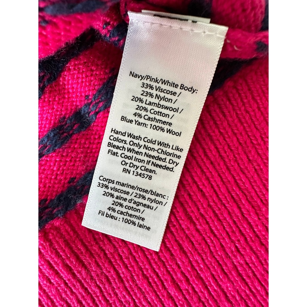 Vineyard Vines Sweater Girls S 7-8 Pink Fair Isle Whale Lambswool Cashmere - Picture 5 of 7